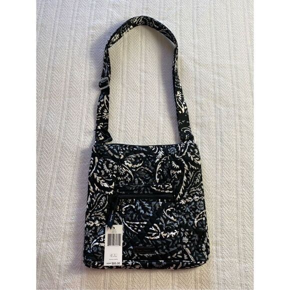 VERA BRADLEY HIPSTER CROSSBODY BAG IN Signature Cotton- Paisley Noir - Picture 2 of 9